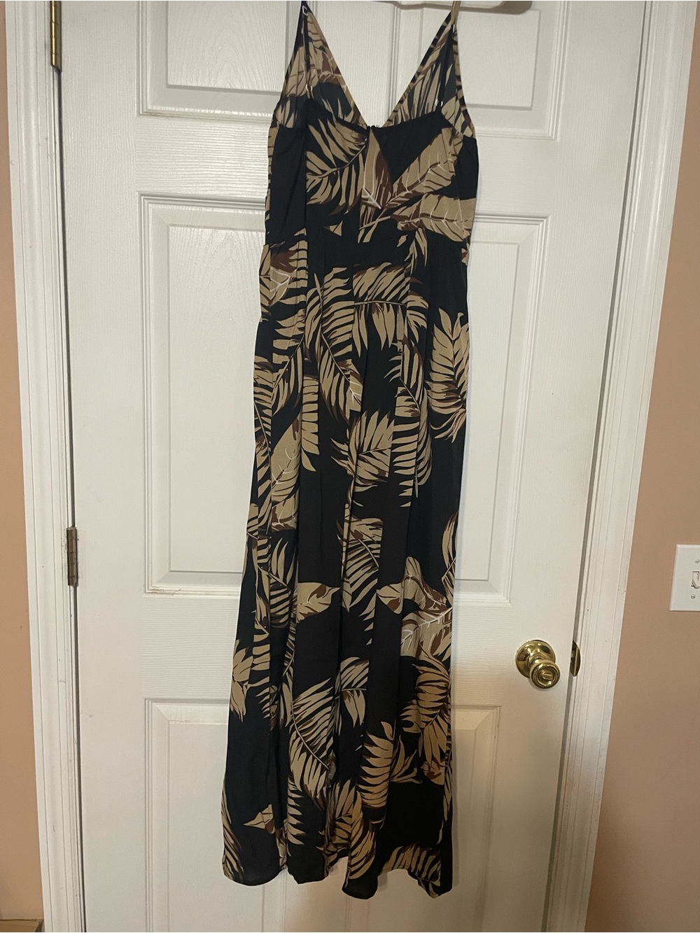 SHEIN Black and Tan Tropical Print Midi Dress